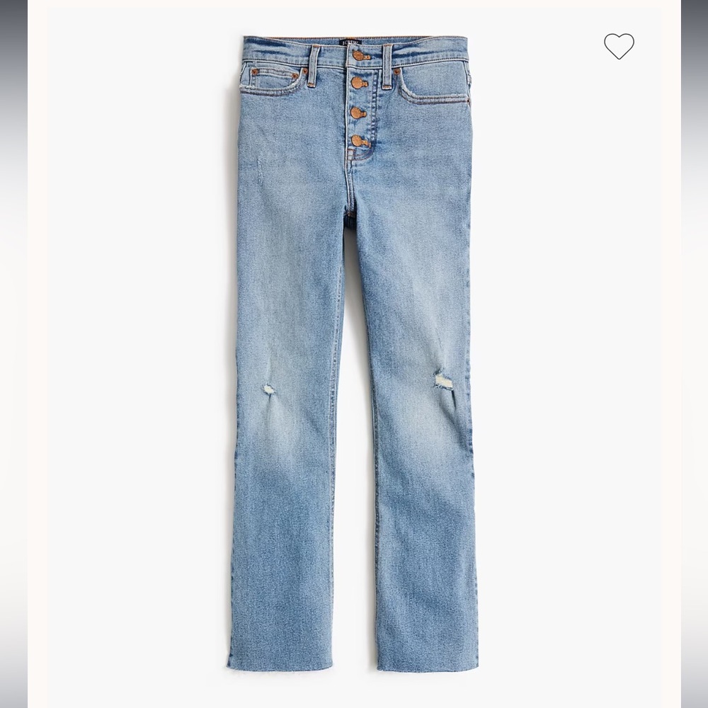 J. Crew Crop Flare High Rise Distressed Denim Jeans